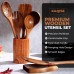 KAQISE 8-Piece Premium Wooden Spoons for Cooking, Kitchen Essential Wooden Utensils Set, Teak Wood Culinary Utensils Set for Families