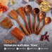 KAQISE 8-Piece Premium Wooden Spoons for Cooking, Kitchen Essential Wooden Utensils Set, Teak Wood Culinary Utensils Set for Families